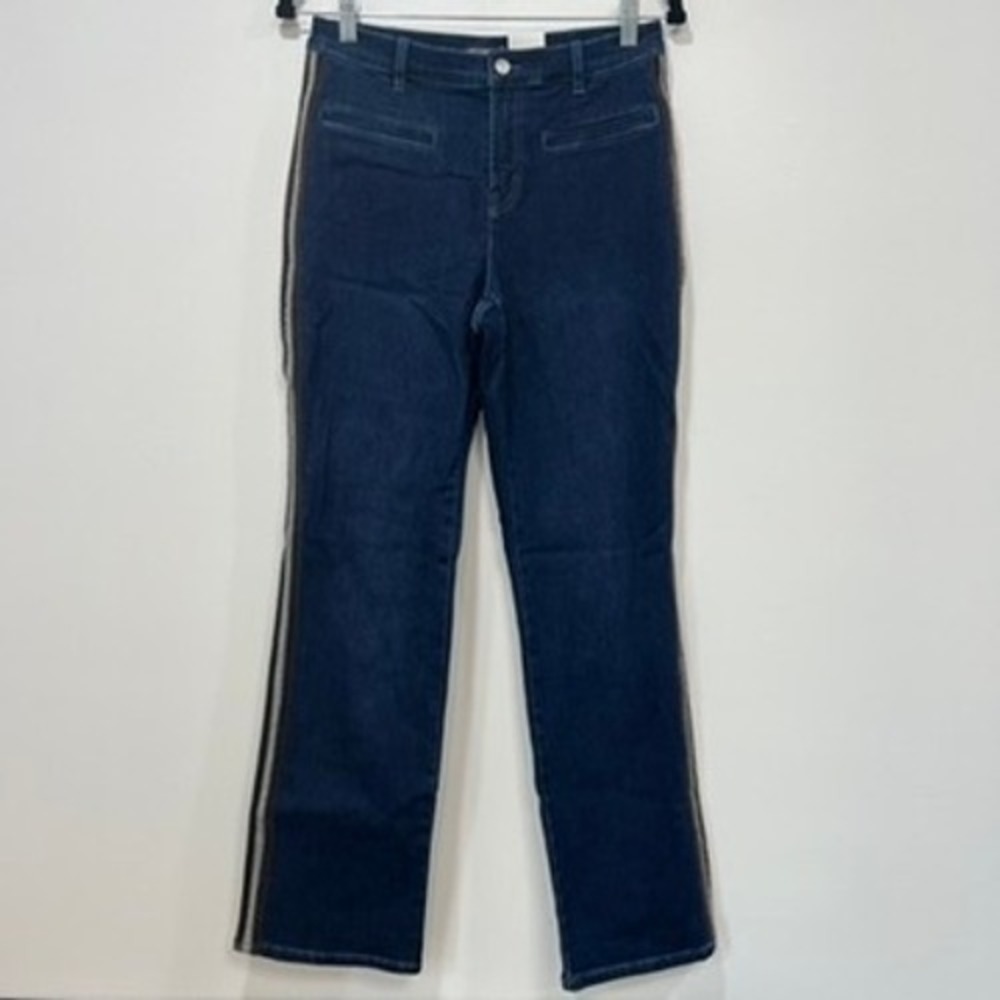 J‎ Mclaughlin Rutledge Jeans 4 NWT $178 Bootcut Blue Solid Dark Was Stretch